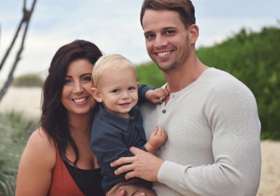 Danielle (pictured with her husband and son) discovered she had Cushing’s Disease after giving birth. Photo: GoFundMe/ Brain surgery imminent