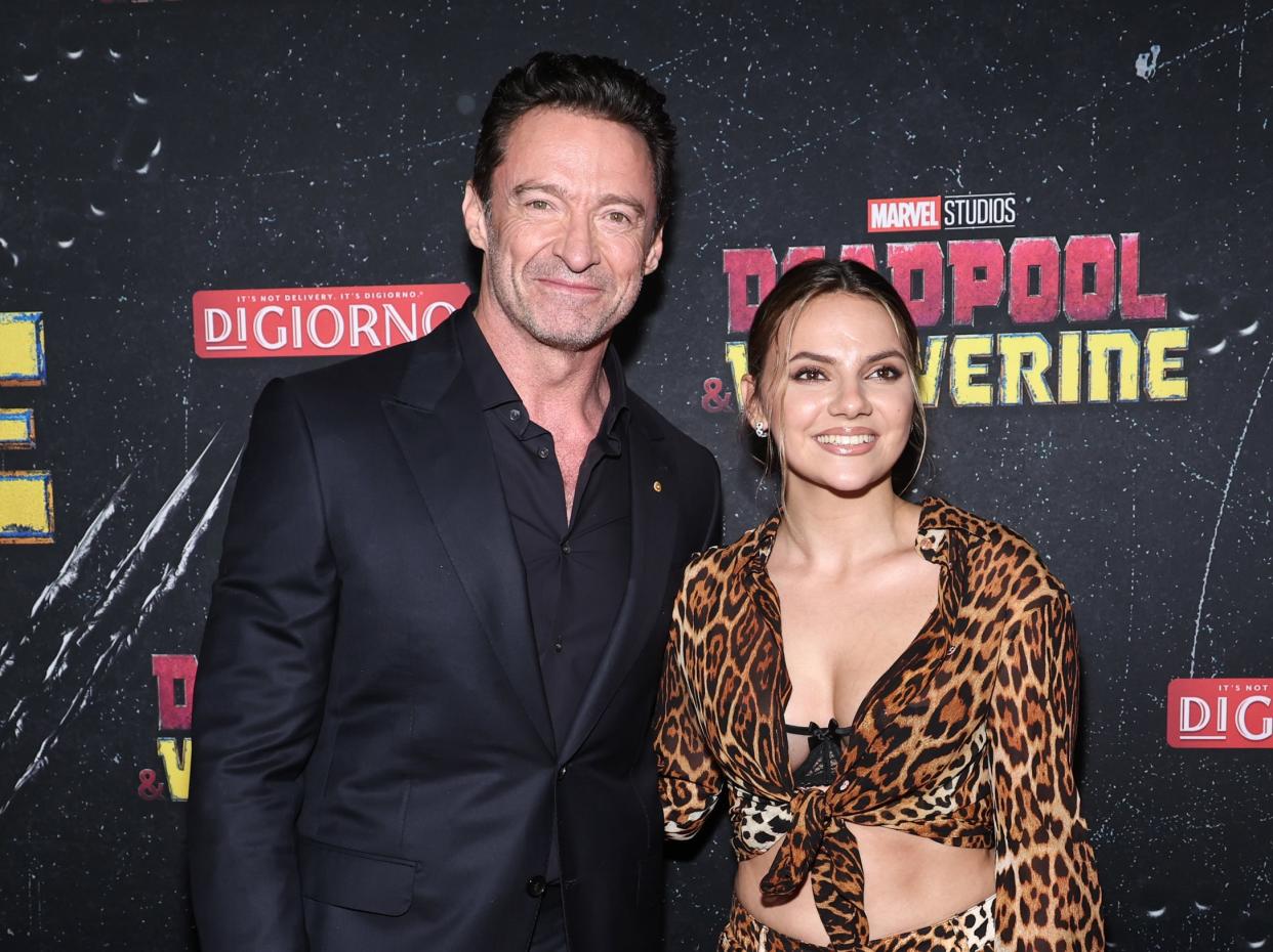 NEW YORK, NEW YORK - JULY 22: Hugh Jackman and Dafne Keen attend the Deadpool & Wolverine World Premiere at the David H. Koch Theater on July 22, 2024 in New York City.  (Photo by Jamie McCarthy/Getty Images for Disney)