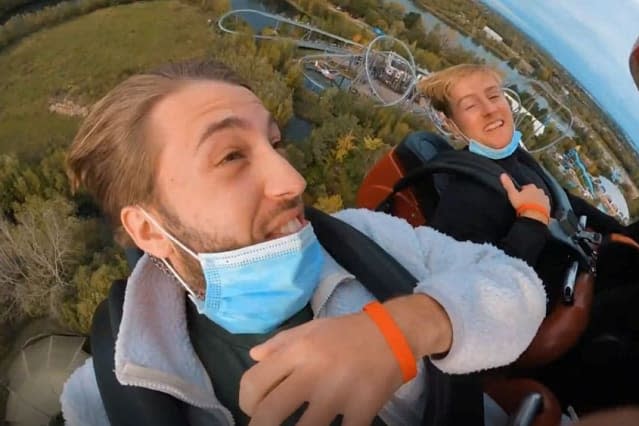 This is the amazing video that shows a pair of friends attempting to break the world record of riding the UK's fastest rollercoaster 100 times in one day