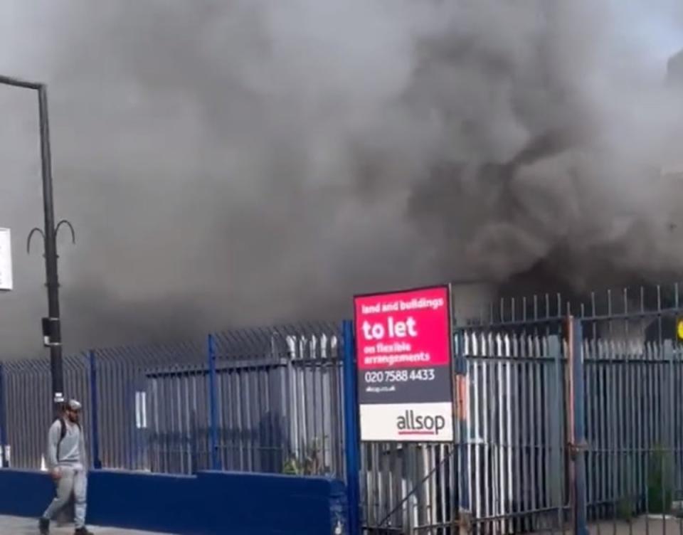 The fire broke out near railway arches just south of the River Thames (LFB)