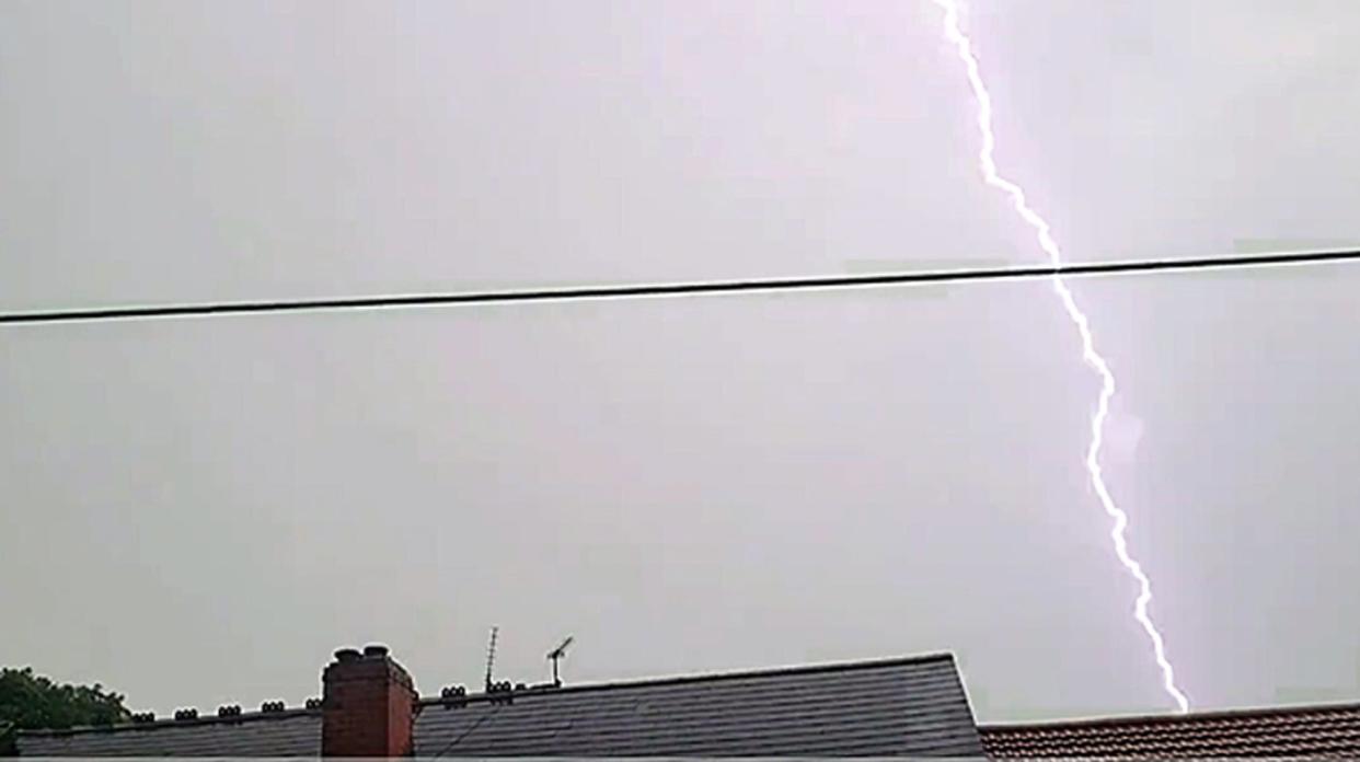 Lightning over Wolverhampton at around 8.30pm on Sunday evening (PA)