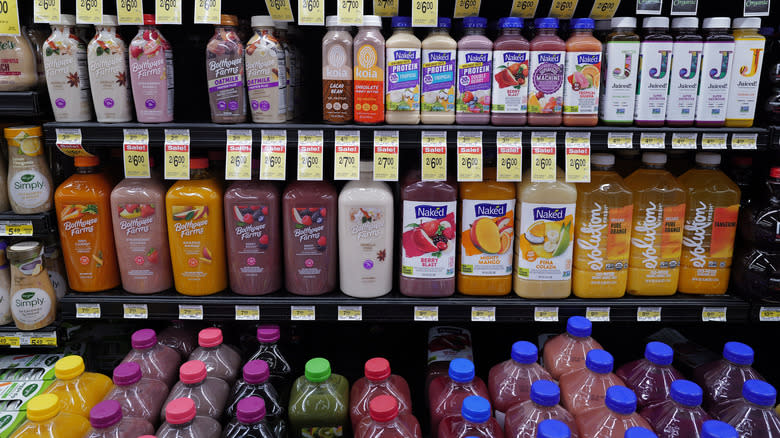 Fruity drinks in grocery aisle