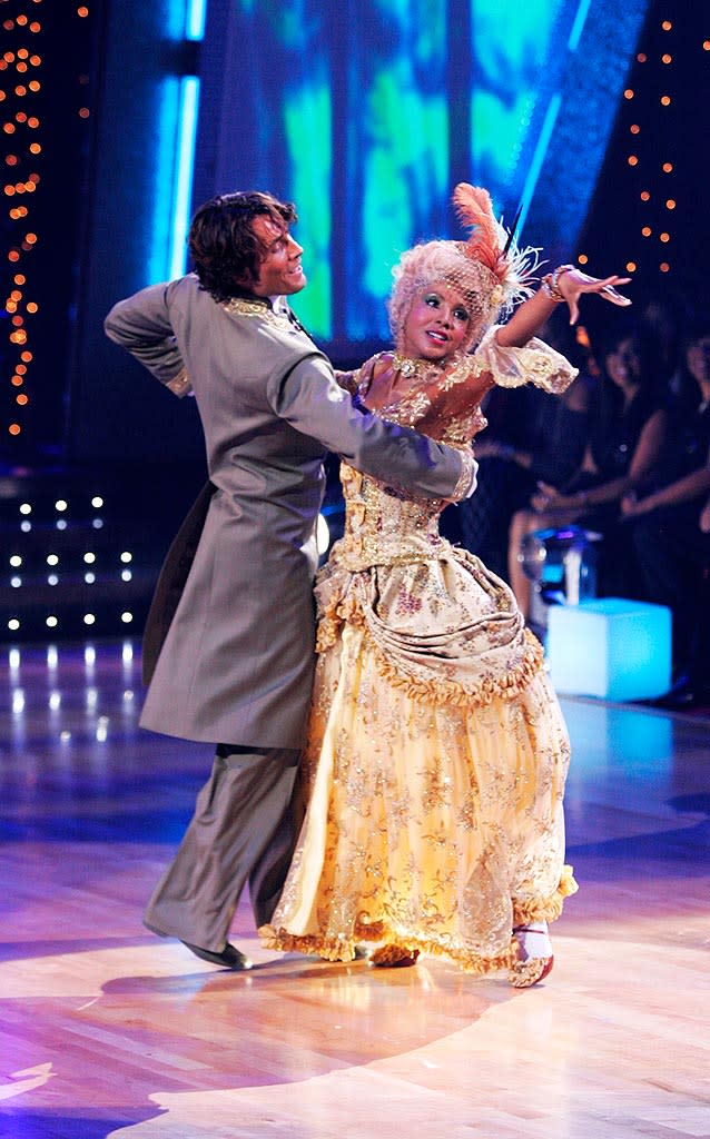 Alex Mazo and Toni Braxton perform a dance on the seventh season of Dancing with the Stars.