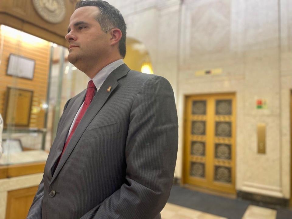 John Nickelson following day one of court hearing in the lawsuit alleging tainted votes in the Caddo Parish Sheriff's runoff election, Nov. 30, 2023.