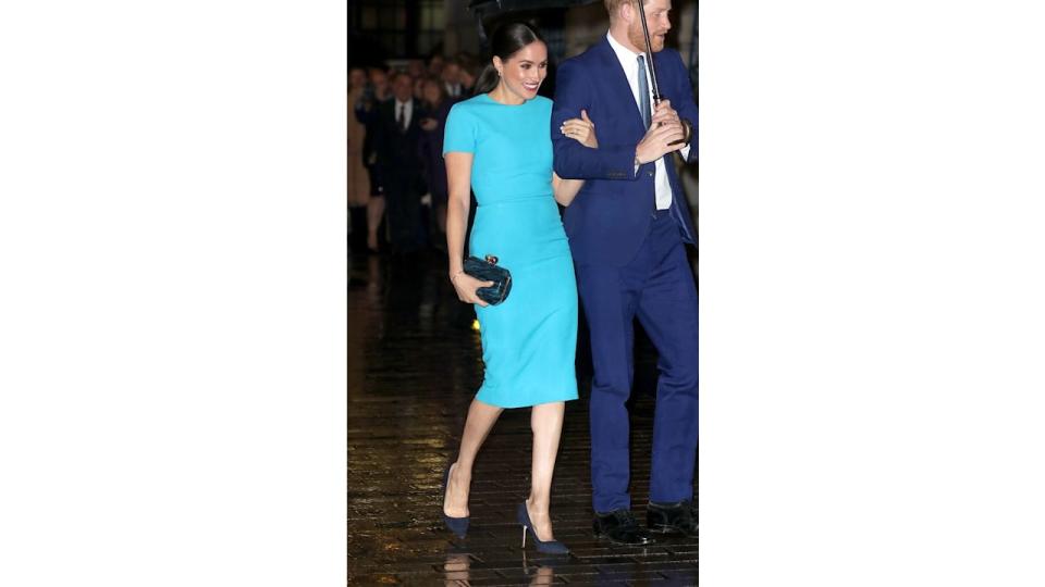 Meghan Markle wearing body-hugging Victoria Beckham dress