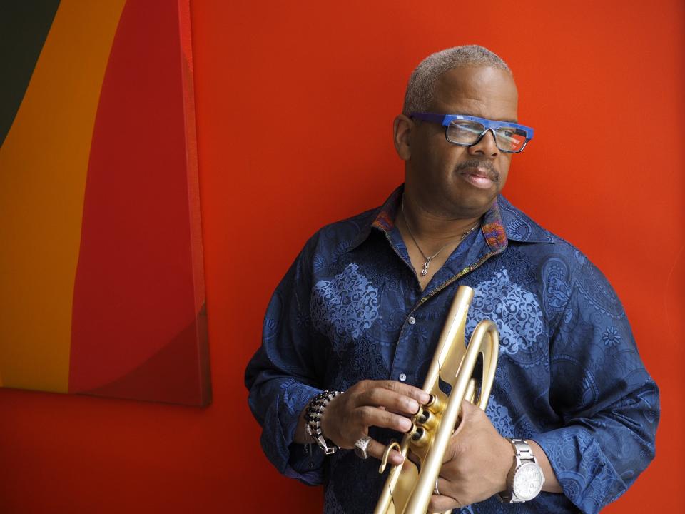 Terence Blanchard blows his horn with the E Collective and the Turtle Island Quartet in Ruby Diamond Concert Hall on April 5, 2024 for Opening Nights.