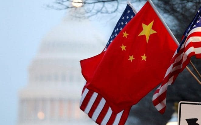 Chinese and US flags