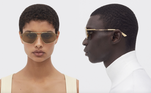 Bottega Veneta SUNGLASSES IN METAL  Sunglasses, Classic aviator sunglasses,  Sunnies sunglasses