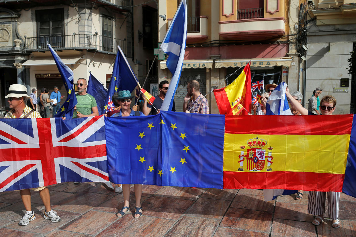 British residents in Spain take part in an anti-Brexit demonstration, in Malaga, Spain September 22, 2019. REUTERS/Jon Nazca