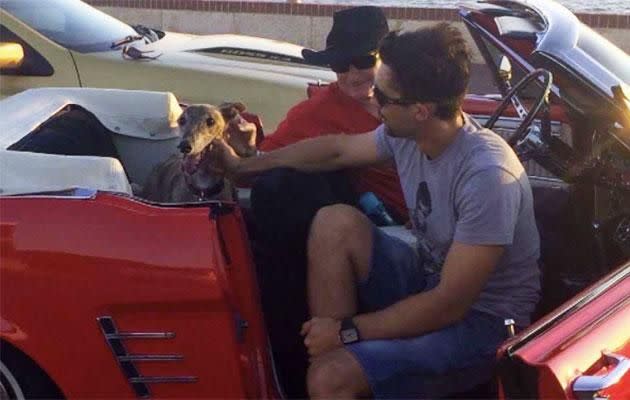 Magnus gets to ride in a convertible Mustang. Photo: Supplied