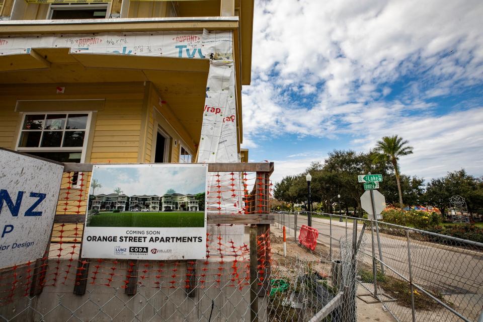 The Orange Street Apartments include 32 units in four, three-story buildings on one acre across from the Lake Mirror Center complex and overlooking Barnett Family Park.