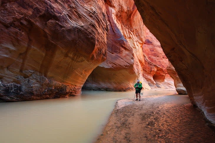 Hiking Buckskin Gulch in Utah.