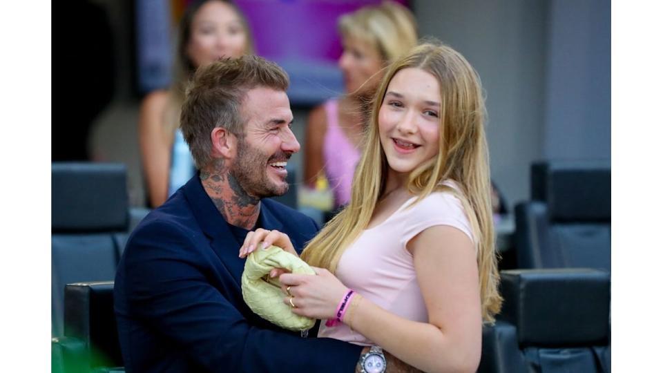 David Beckham shares moment with his daughter Harper during the Major League Soccer (MLS) regular season football match