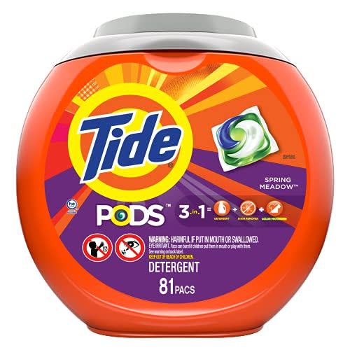 2) Tide Pods 3 in 1, Laundry Detergent Pacs, Spring Meadow Scent, 81 Count