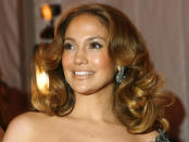 Actress Jennifer Lopez, wearing Alberta Ferretti, arrives for the Metropolitan Museum of Art Costume Institute Gala, "Superheroes: Fashion and Fantasy" in New York, May 5, 2008. The superhero mania that is invading American cinemas this summer has taken hold at one of the country's most distinguished art museums with an exhibit on how their colorful costumes have influenced fashion. REUTERS/Lucas Jackson (UNITED STATES)