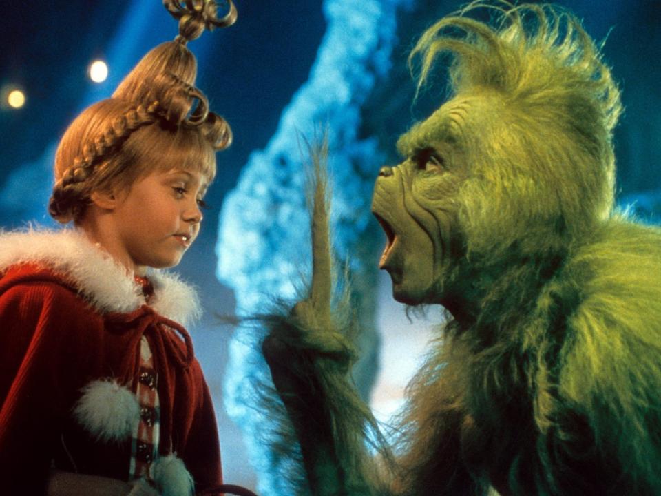 Taylor Momsen and Jim Carrey in "How the Grinch Stole Christmas."