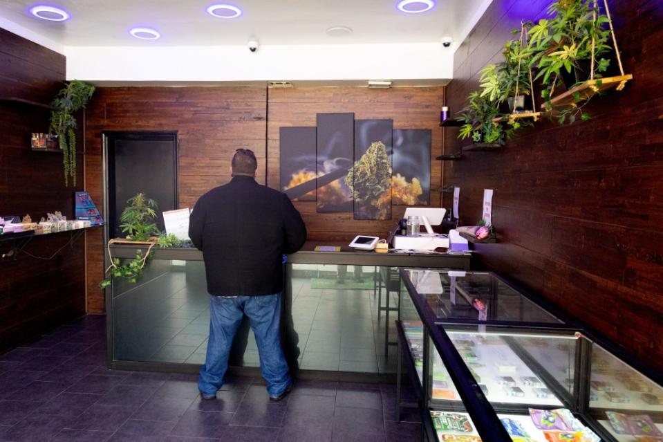 The set up and counter in an illegal pot shop called Gelato in Bay Ridge, Brooklyn on April 28, 2024. Aristide Economopoulos