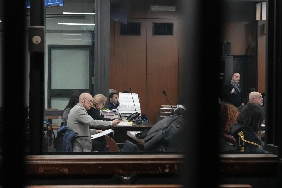 Claudio Regeni and his wife Paola attend the start of the trial for the killing of Cambridge University researcher Giulio Regeni, at the Rome's court, Tuesday, Feb. 20, 2024. Four high-level Egyptian security officials are going on trial in absentia in a Rome court, accused in the 2016 abduction, torture and slaying of an Italian doctoral student in Cairo. (AP Photo/Andrew Medichini)