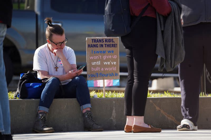 FILE PHOTO: Rally after transgender kids banned from treatments in Georgia