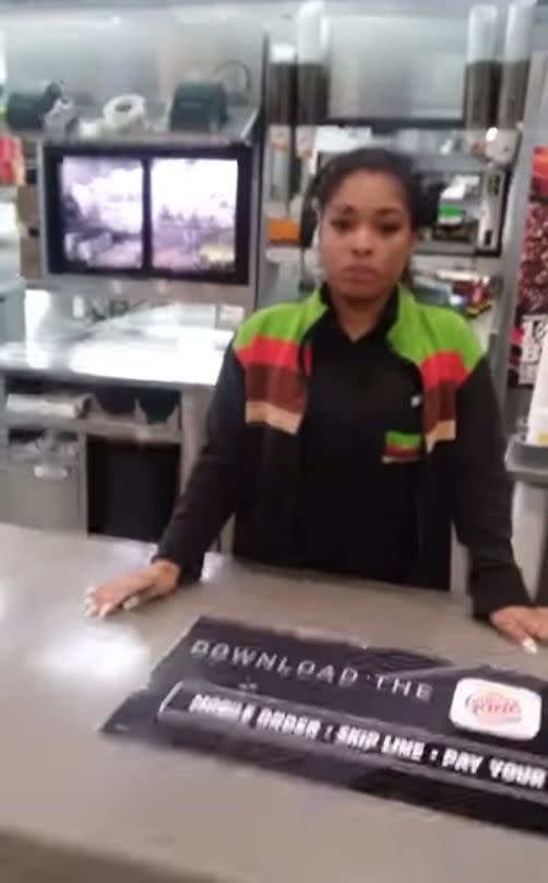 Shakayala Brown, an 18-year-old Burger King employee in Milwaukee, was filmed by angry customer Shawn Kremsreiter, who was demanding a refund for his sandwich order. (Photo: YouTube/Shawn Kremsreiter)