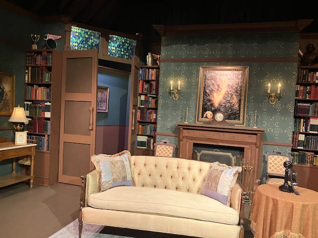 The 1940s library set for “Harvey,” designed by director Jake Ladd (photo by Jonathan Turner).