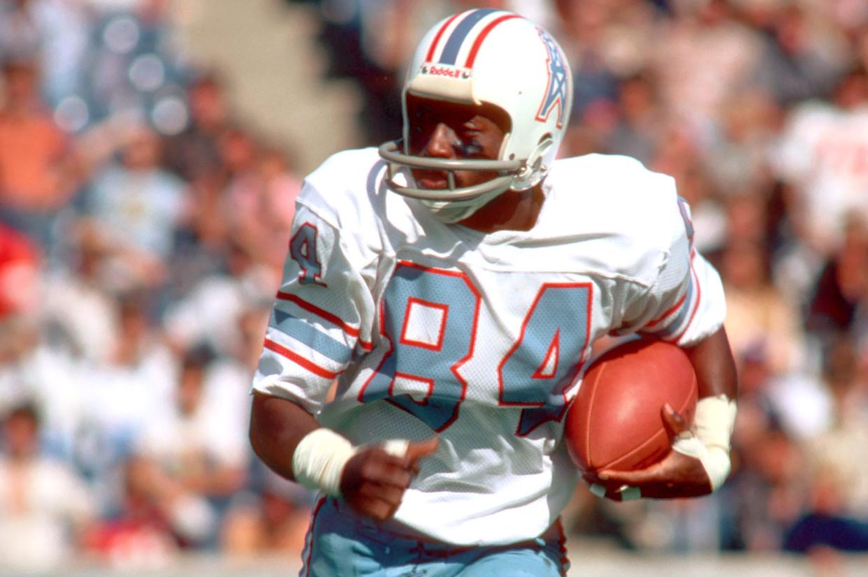 Sep 1978; Unknown Location, USA; FILE PHOTO; Houston Oliers receiver #84 Billy "White Shoes Johnson in action during the 1978 season. Mandatory Credit: Photo By Malcolm Emmons-USA TODAY Sports © Copyright Malcolm Emmons