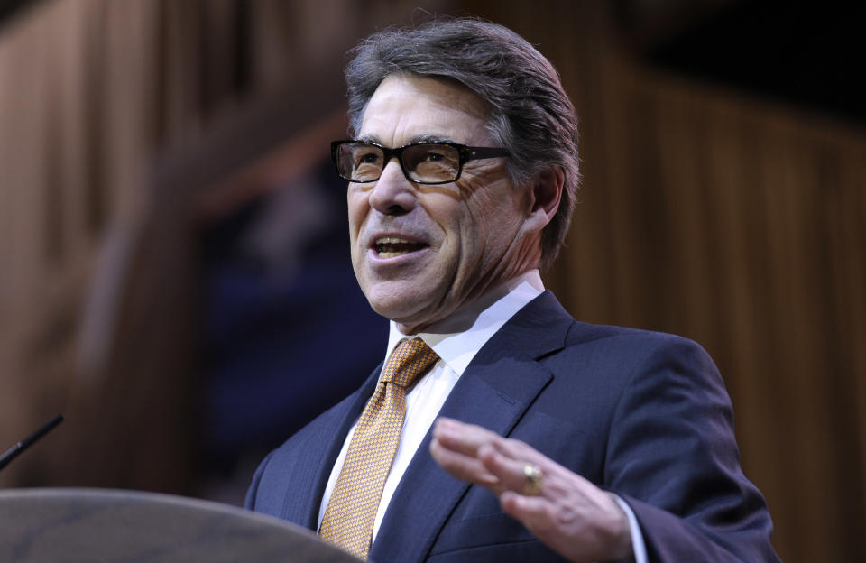 Texas Gov. Rick Perry speaks at the Conservative Political Action Committee annual conference in National Harbor, Md., Friday, March 7, 2014. Friday marks the second day of the annual Conservative Political Action Conference, which brings together prospective presidential candidates, conservative opinion leaders and tea party activists from coast to coast. (AP Photo/Susan Walsh)