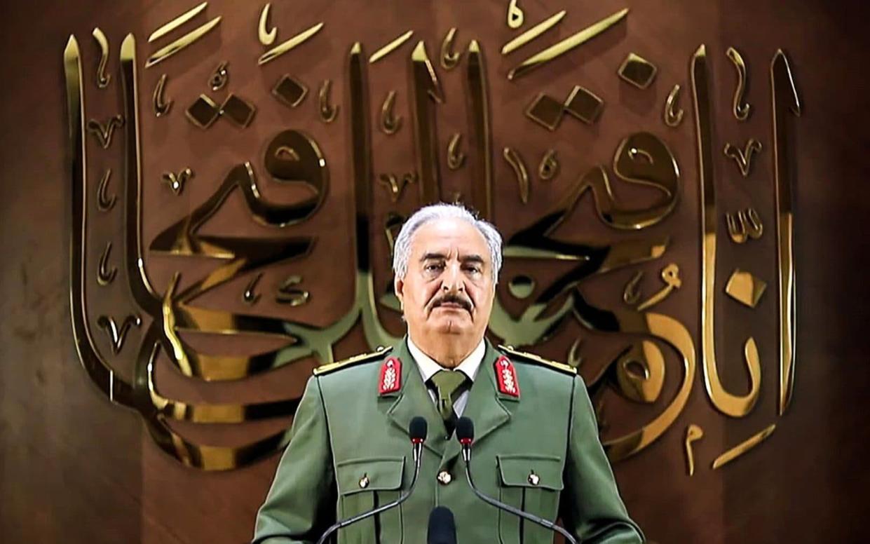 Gen Haftar said he had "a popular mandate" to govern the country in a speech on his Libya al-Hadath TV channel -  AFP