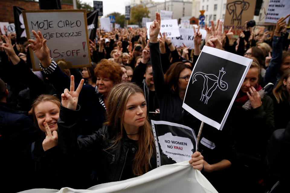 Abortion rights protests in Warsaw, Poland