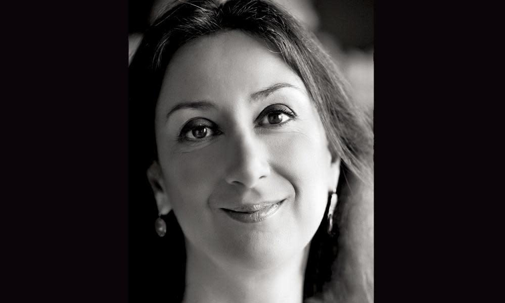 Black and white portrait of Daphne Caruana Galizia