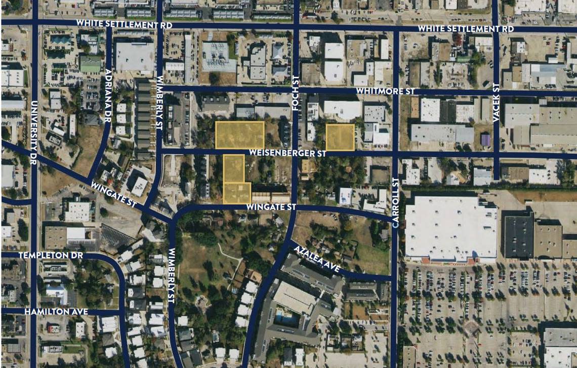 Eleven parcels are listed for sale with opportunity to develop multifamily housing off Carroll Street, not far from the Target store.