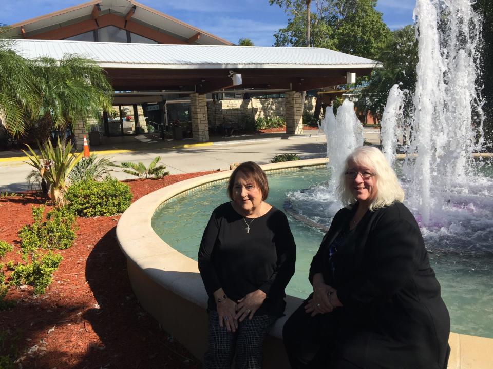 Gloria Raso Tate, left, and ToniRae Hurley, co-chairs of the Jubilee Celebration event, sit outside the Cape Coral Yacht Club ballroom, the site of the event several years ago. Cape Coral celebrated 50 years as a city in 2020.