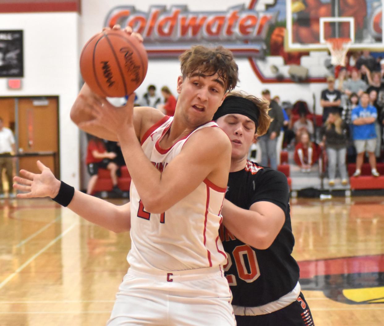 Coldwater senior Donte Work, shown here in early season action, recorded a double double in the Cardinals tough road loss to Hastings on Friday.