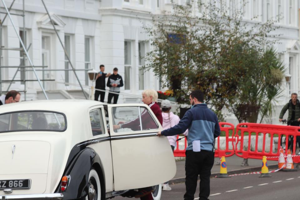 Actor Steve Coogan filming a BBC drama the Reckoning in Llandudno North Wales, about the disgraced  entertainer Jimmy Savile