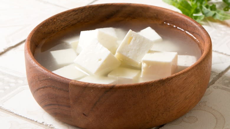 bowl of feta in a brine