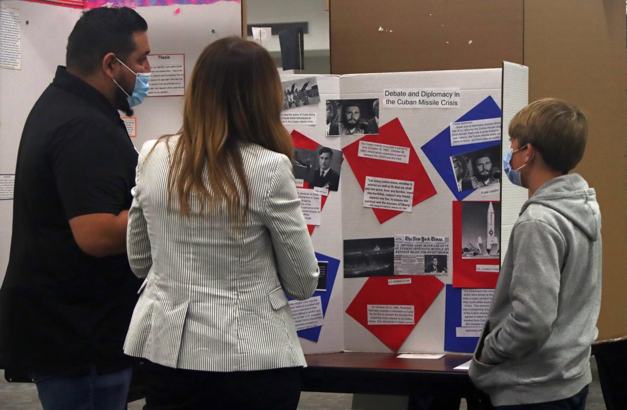 Over 165 elementary, middle and high school students from 11 Tulare County schools presented nearly 100 projects during the National History Day competition held at the Tulare County Office of Education Administration Building.