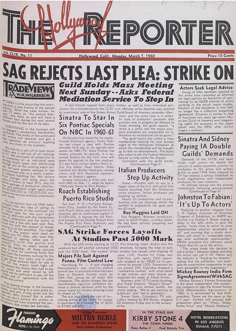 <em>THR’</em>s March 7, 1960, front page.