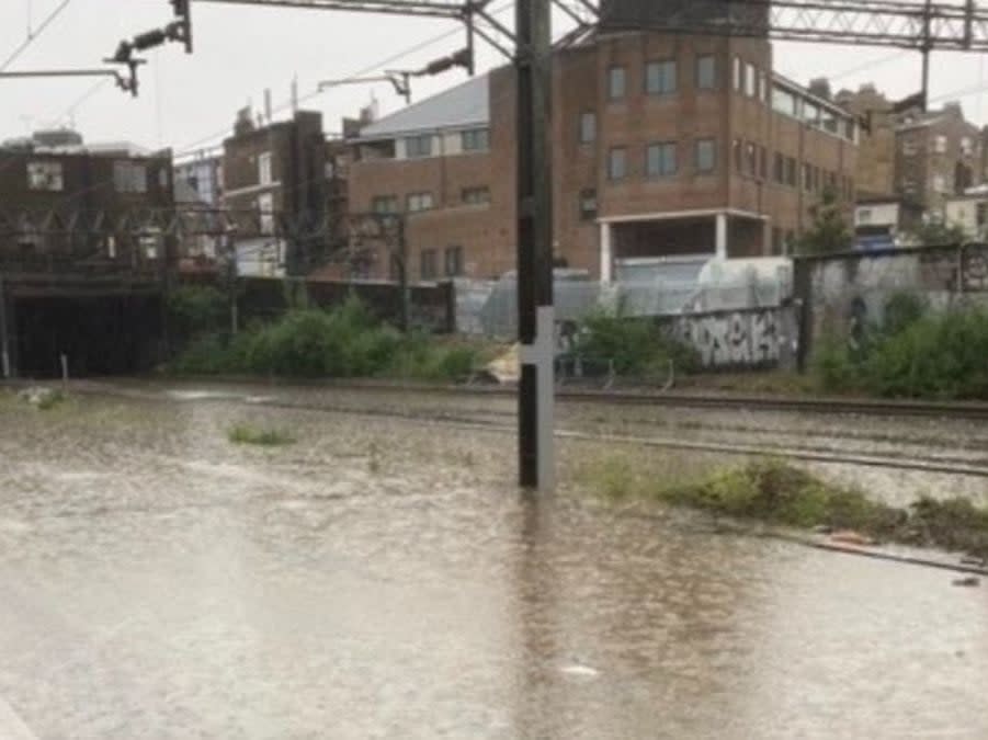 High water outside Euston Station (Network Rail)