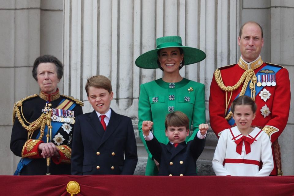 The royals came out to watch the fly-past of aircraft from the balcony of Buckingham Palace in London on June 17, 2023.