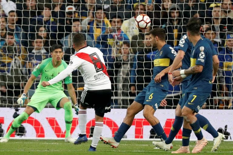 El golazo de Juanfer Quinteros ante Boca, en la final de Madrid, en 2018