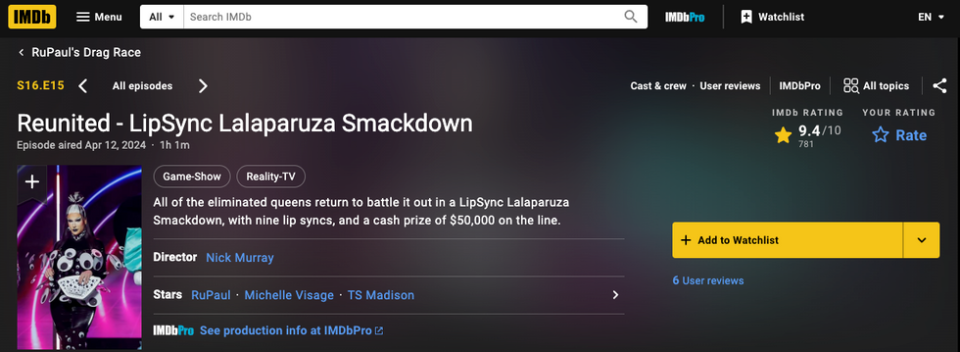 RuPaul's Drag Race season 16 episode 15 on IMDB