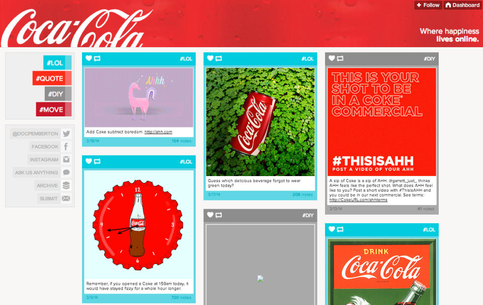 圖：Coca-Cola’s Tumblr blog（作者提供）