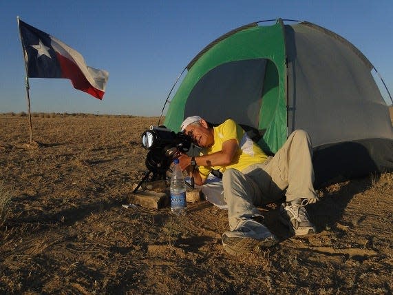 Paul Maley observing astronomical phenomena in Turkmenistan in 2012. Chasing eclipses has led him all over the world, and he has become one of the most prolific viewers in America.