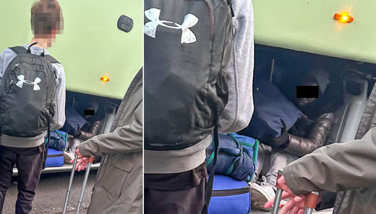 Two men were found hiding among the luggage when the hold was opened after the journey back to the UK. (Solent)