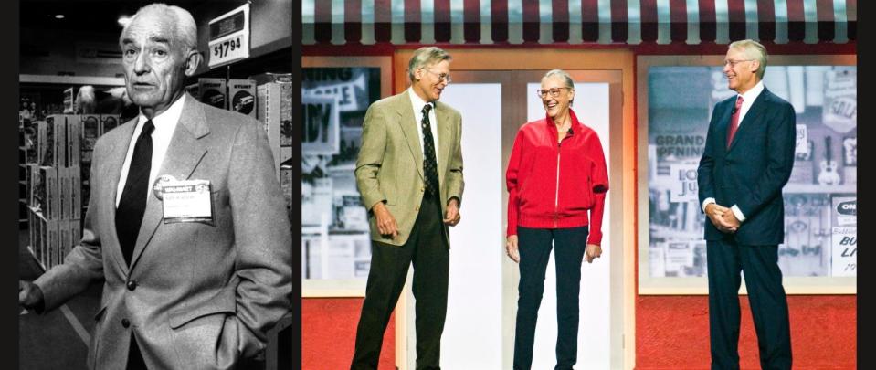 Sam Walton at left, Alice Walton, Jim Walton