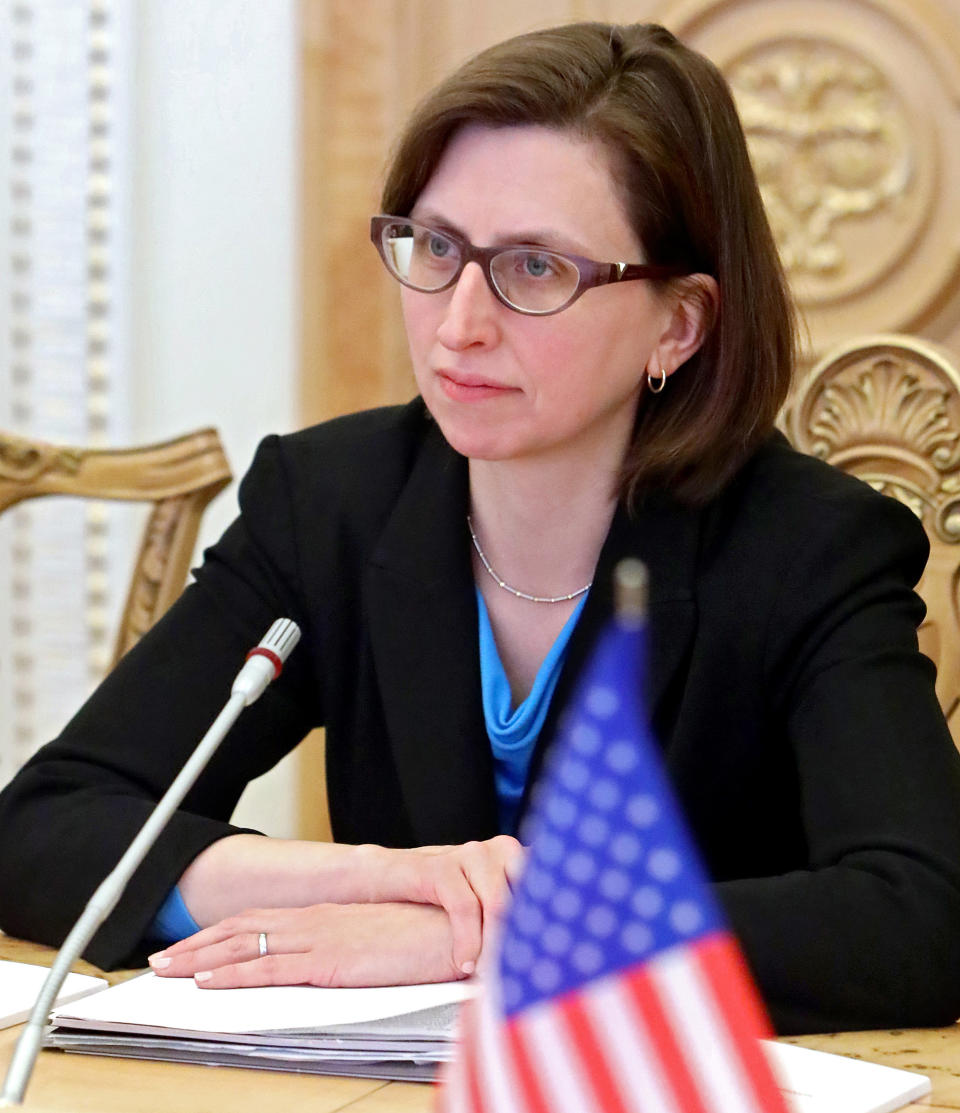 Deputy Assistant Secretary of Defense for Russia, Ukraine, Eurasia Laura Cooper attends a meeting with Chairman of the Verkhovna Rada of Ukraine Andrii Parubii in Kyiv, capital of Ukraine in 2018. (Photo: Tarasov/Ukrinform via ZUMA Wire)