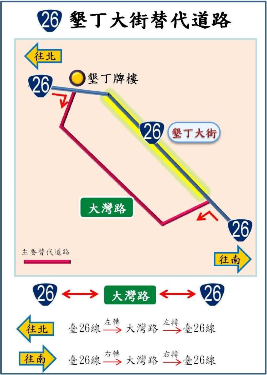 端午節連假期間，熱鬧的墾丁大街從傍晚5點到晚上12點將改為行人徒步區。（圖：屏東縣警局提供）