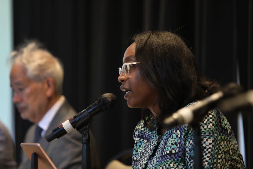 California Reparations Task Force Chair Kamilah Moore California speaks as the Reparations Task Force.