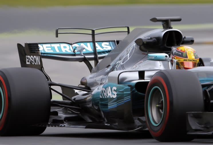 Lots to learn: Lewis Hamilton testing a new rear wing in Barcelona this year