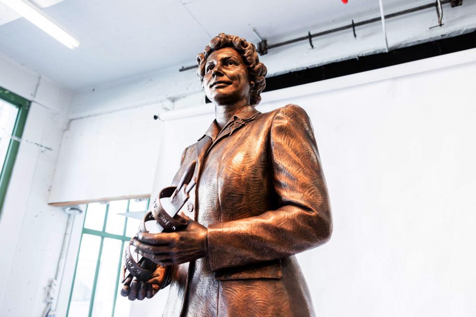 Trailblazing Cherokee aerospace engineer Mary Golda Ross, the first-known Native American woman engineer, is memorialized in a new sculpture on view at the First Americans Museum in Oklahoma City. Photo provided by Erin Silber Photography